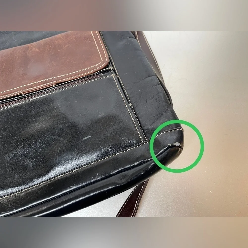 Gianni Bernini Black Leather Crossbody Bag Purse Multi Pocket Organizational Bag - Picture 3 of 8